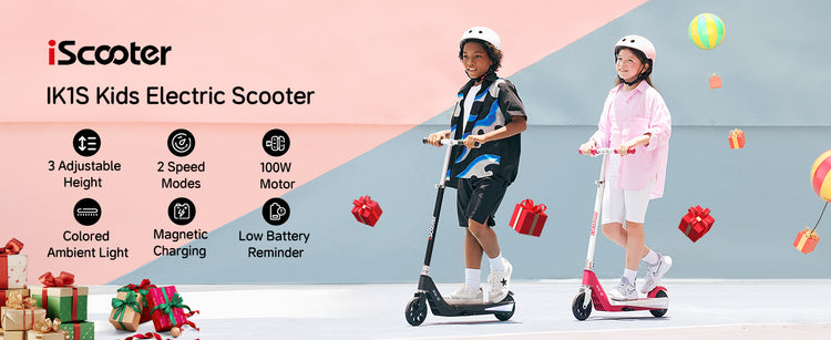 iScooter IK1S kids electric scooter – 3 height adjustments, 2 speed modes, colorful lights, low battery protection
