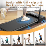 Folded JT51 walking pad stored under sofa, compact for small spaces