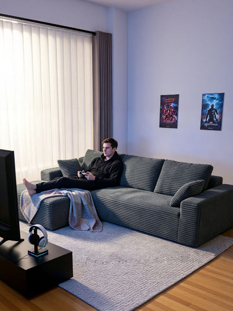 l-shape grey sofa