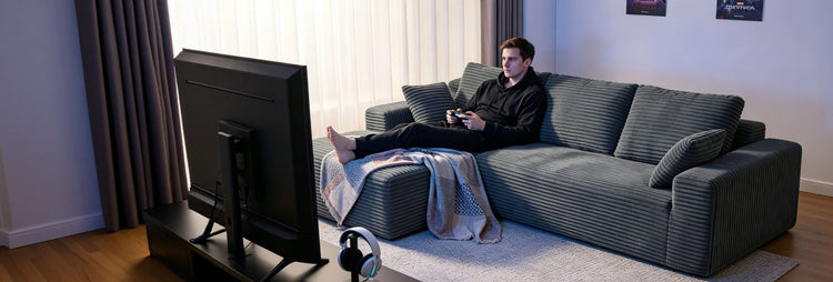 l-shape grey sofa