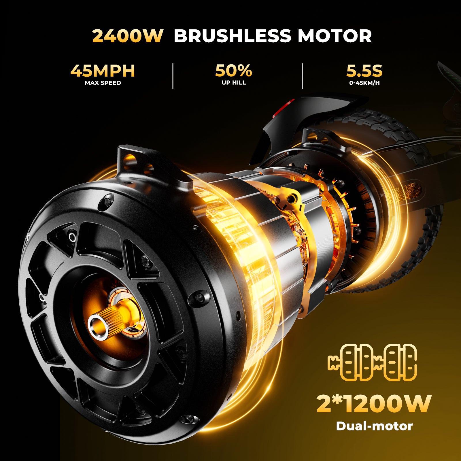 Tryby prędkości hulajnogi GT4 osiągające do 45 mph.