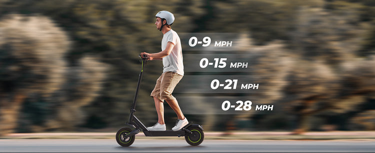 The intuitive speed mode on the isinwheel S10MAX showcases eco, standard, and sport modes for optimised range, city riding, and maximum power up to 28 mph.