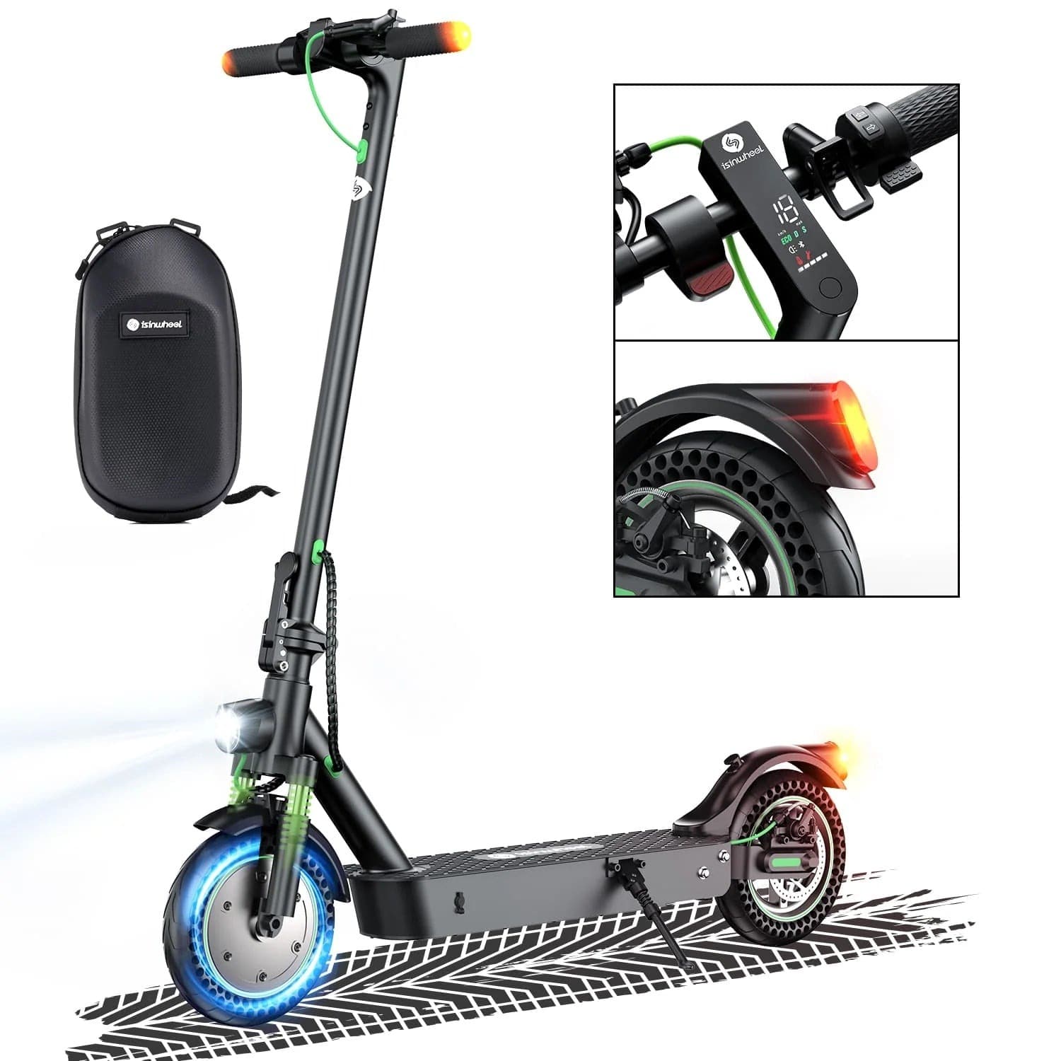 iSinwheel Commuter E-Scooter S9Max Electric Scooter, 500W Motor, 36V 10Ah Battery, 10 Inch Tires, 25km/h Max Speed, 40km Range, Rear Disc Brakes, Dual Suspension
