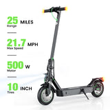 The isinwheel S9Max electric scooter boasts a 25-mile range, 21.7 MPH max speed, 500W motor, and 10-inch tires, delivering high performance for daily urban commuting.