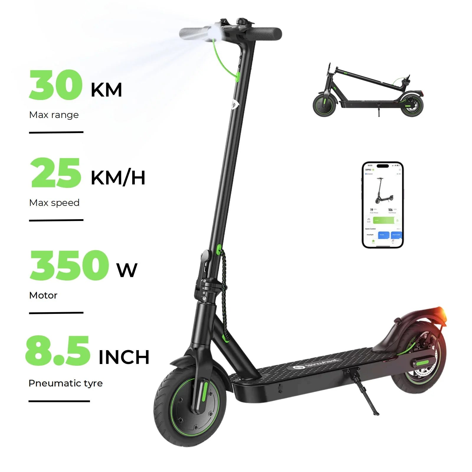 isinwheel S9Pro 350W Folding Electric Scooter