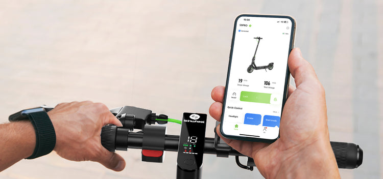 Smartphone screen showing the control interface for the isinwheel S9PRO electric scooter.
