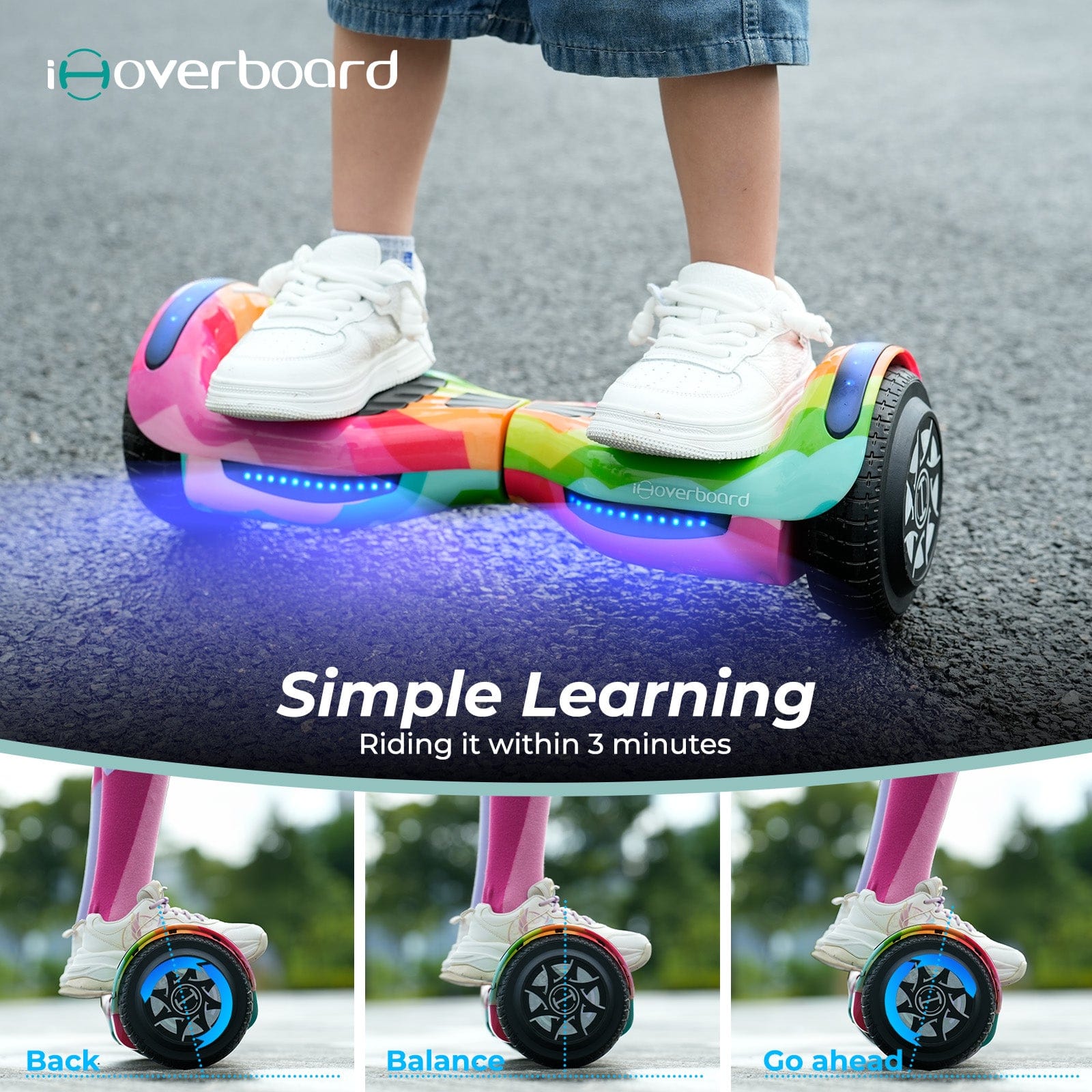 Hoverboard H1 connected to a phone via Bluetooth for music play.
