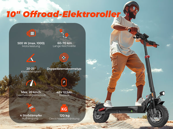 Explore the key advantages of the T4 e-scooter: power, long range, and comfort with dual suspension.