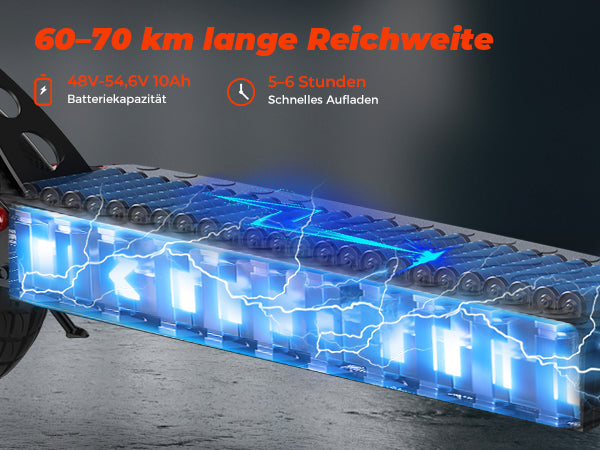 T4 electric scooter achieving a long-range ride of 60-70 km on a single charge.