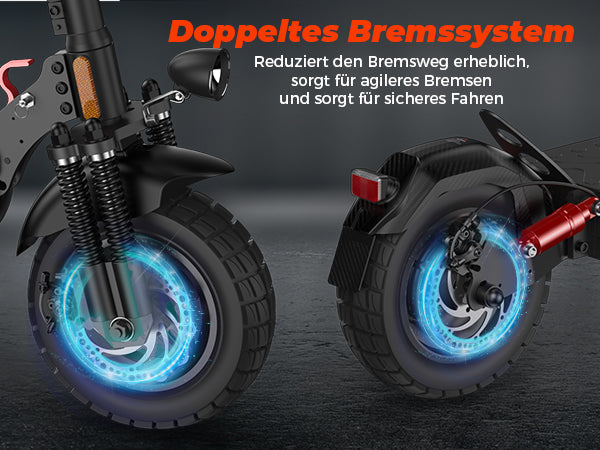 Dual braking system on the T4 electric scooter for safe and controlled stopping power.