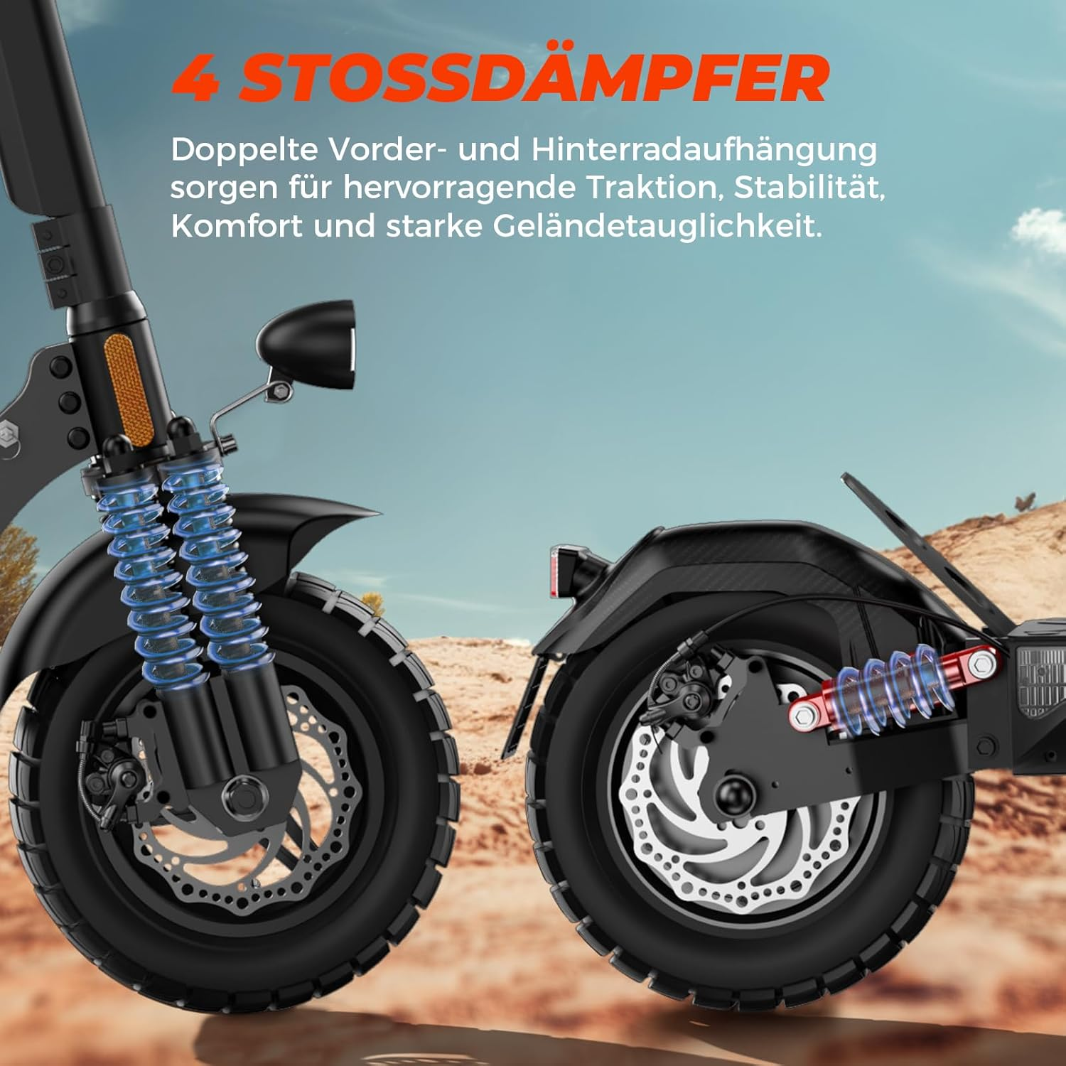 T4 500W Electric Scooter ABE-certified, 60-70KM long range, 20 KM/H max speed, ideal for off-road and city commuting.
