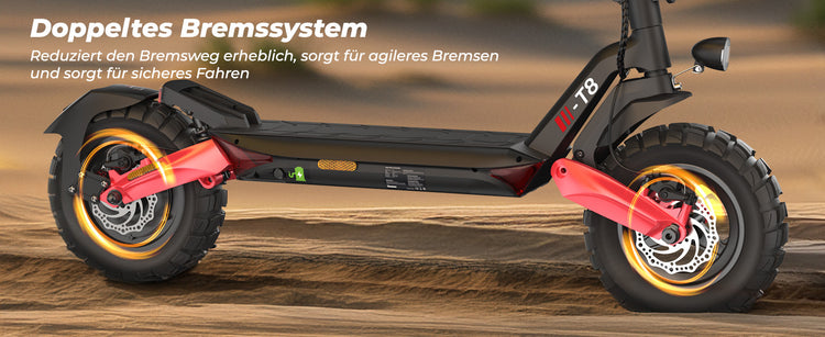Responsive dual braking and rapid acceleration systems of the ABE Certification Electric Scooter T8.