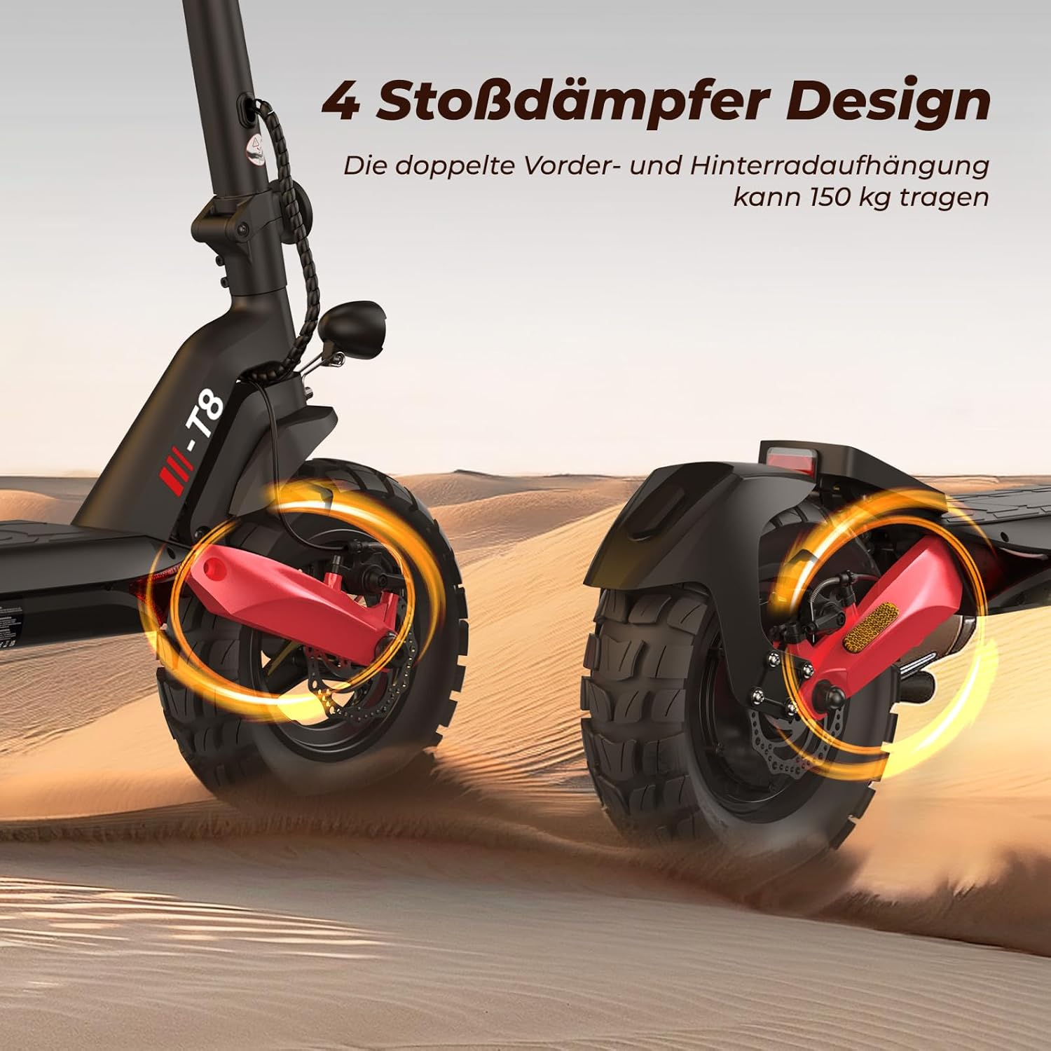 T8 ABE-certified electric scooter with powerful 500W motor (1200W peak), 80-100KM long range battery, foldable design for adults.