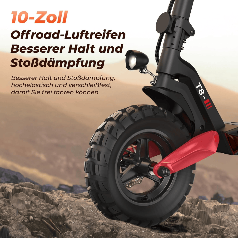 Electric Scooter T8 with ABE Certification, street legal in Germany, 20 KM/H top speed, foldable commuter and off-road scooter for adults.