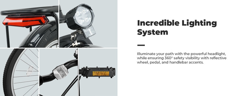 isinwheel U2 Electric Bike equipped with a sophisticated lighting system for enhanced visibility in urban environments.