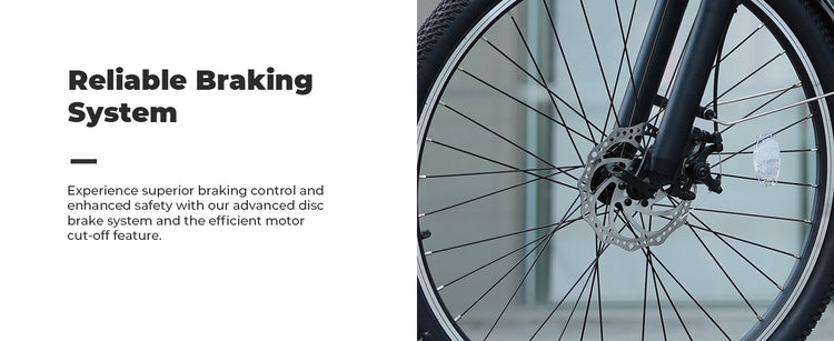 The isinwheel U2 Electric Bike is equipped with a reliable disc brake system for safe and responsive stopping power.