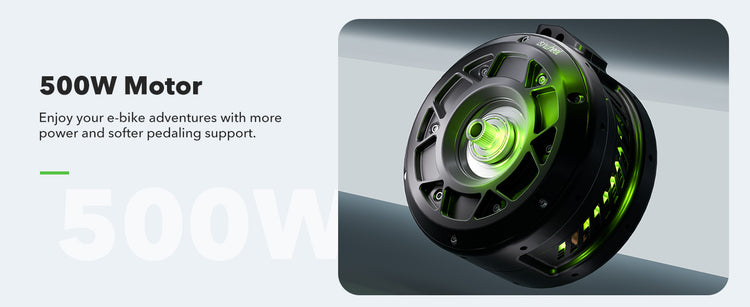 Close-up of the isinwheel U3's 500W rear hub motor, providing quiet and efficient power for urban commuting.