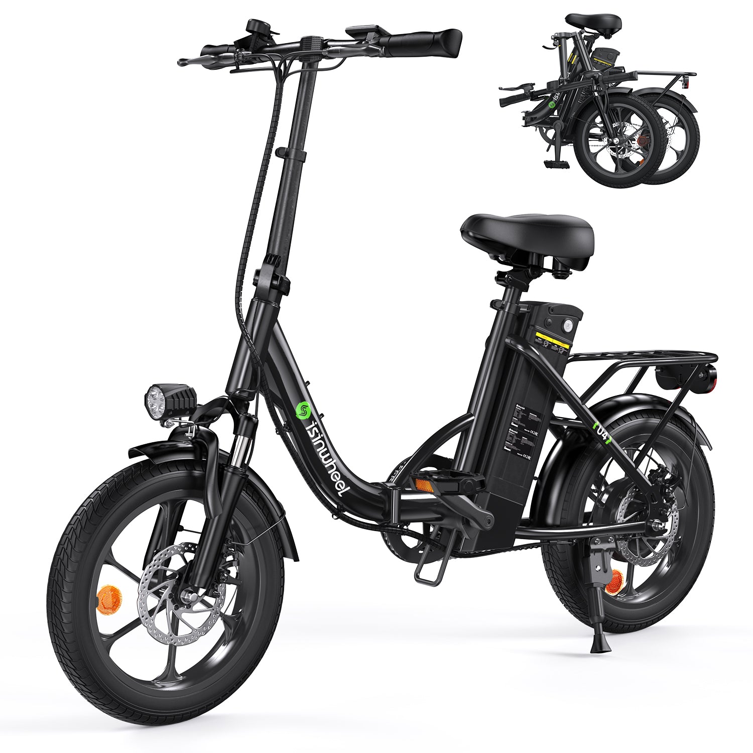 isinwheel U4 Foldable Step-Thru Electric Bike – 55 Miles Range  500W