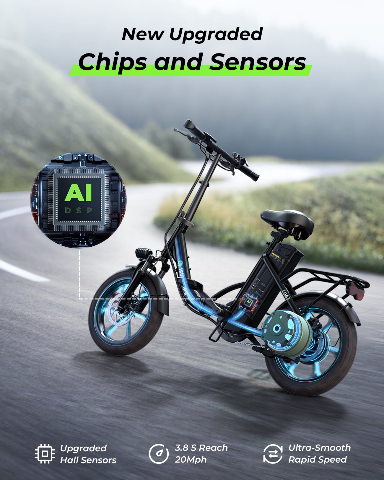 isinwheel U4 Foldable Step-Thru Electric Bike – 55 Miles Range  500W