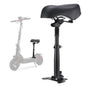 Black scooter seat with adjustable mechanism on a white background
