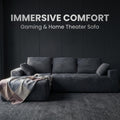 CyberCart Ares Minimalist 2-Seater Sofa Corduroy L-Shaped Gaming & Home Theater Sofa | No-Assembly 4-Seater Sectional with Chaise Longue | 263cm Deep Seat for Immersive Marathon Sessions | Grey