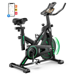 QK118 Exercise Bike with APP & Bluetooth, Adjustable Magnetic Resistance Stationary Bikes for Home, Low Noise Indoor Cycling Bike