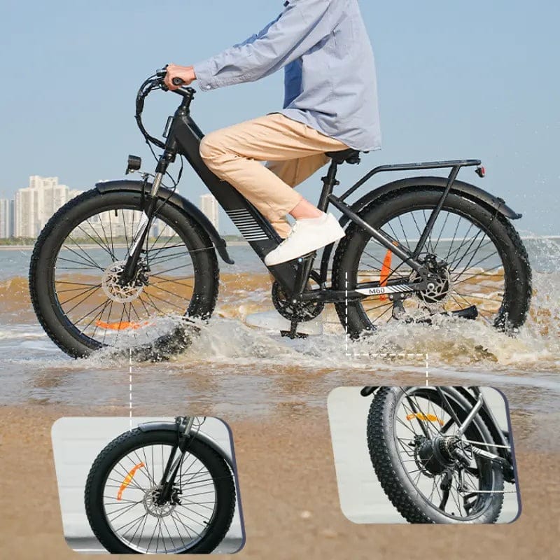 CyberCart E-Bike M60 Fat Tire Electric Bike, 250W All-Terrain E-Bike with 104 km Range