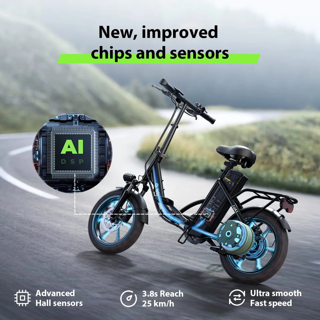 CyberCart Commuter E-Bike U4 Electric Commuter Bike, Peak 500 W, 88 km Range Foldable E-Bike
