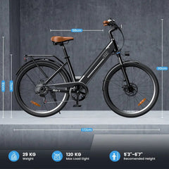 CyberCart Commuter E-Bike UcityS Trekking Electric Bike 36V 13Ah 88km Range