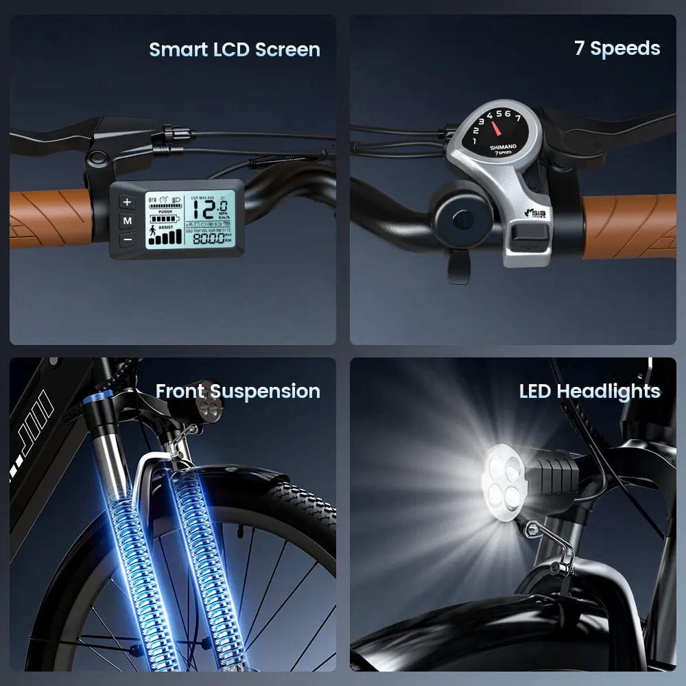 CyberCart Commuter E-Bike UcityS Trekking Electric Bike 36V 13Ah 88km Range