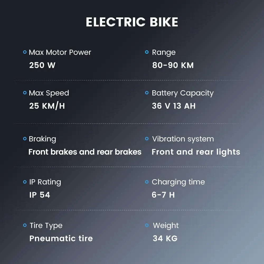 CyberCart Commuter E-Bike UcityS Trekking Electric Bike 36V 13Ah 88km Range