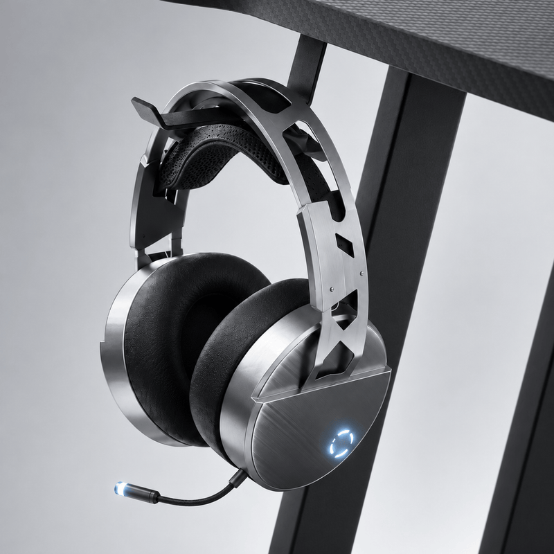 CyberCart Gaming Cybercart RGB Gaming Desk with Charging Station and Headphone Hook