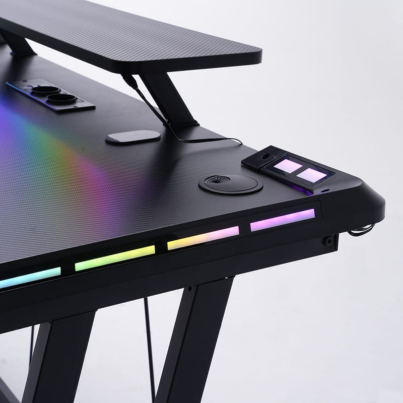 CyberCart Gaming Cybercart RGB Gaming Desk with Charging Station and Headphone Hook