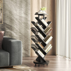 CyberCart 360° Rotating Bookshelf, Standing Shelf, Multifunctional, 17 Shelves