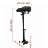 Black scooter seat for i8/S9Max/S10Max/ABE scooters post with dimensions indicated on a white background