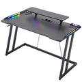 CyberCart Cybercart RGB Gaming Desk with Z-Shaped Sturdy Steel Frame & Carbon Fiber Textured Surface, Ergonomic PC Computer Desk for Gamers-Pre-Order