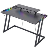 CyberCart Cybercart RGB Gaming Desk with Z-Shaped Sturdy Steel Frame & Carbon Fiber Textured Surface, Ergonomic PC Computer Desk for Gamers-Pre-Order