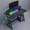 CyberCart Cybercart RGB Gaming Desk with Z-Shaped Sturdy Steel Frame & Carbon Fiber Textured Surface, Ergonomic PC Computer Desk for Gamers-Pre-Order