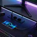 CyberCart Cybercart RGB Gaming Desk with Z-Shaped Sturdy Steel Frame & Carbon Fiber Textured Surface, Ergonomic PC Computer Desk for Gamers-Pre-Order