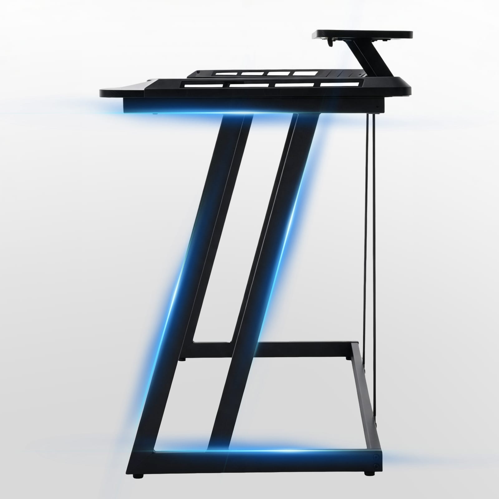 CyberCart Cybercart RGB Gaming Desk with Z-Shaped Sturdy Steel Frame & Carbon Fiber Textured Surface, Ergonomic PC Computer Desk for Gamers-Pre-Order
