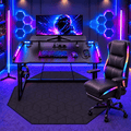 CyberCart Cybercart RGB Gaming Desk with Z-Shaped Sturdy Steel Frame & Carbon Fiber Textured Surface, Ergonomic PC Computer Table for Gamers