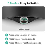 Electric scooter helmet taillight control panel with three modes and a taillight button on a white background.