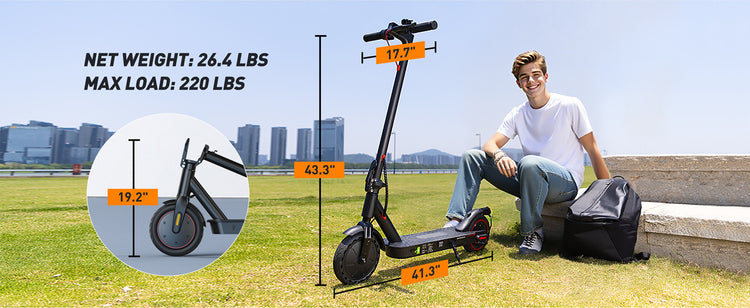 Carrying the folded iScooter i8 Electric Scooter, highlighting its lightweight design.