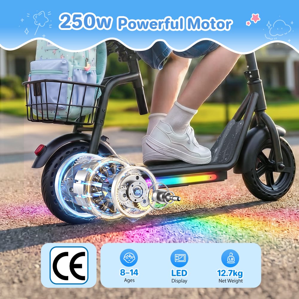 CyberCart E-Scooter for Kids Cybercart iK7 2-in-1 Kids E-Scooter with Removable Seat & Basket