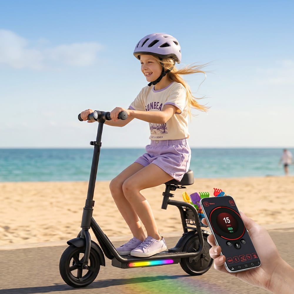 CyberCart E-Scooter for Kids Cybercart iK7 2-in-1 Kids E-Scooter with Removable Seat & Basket