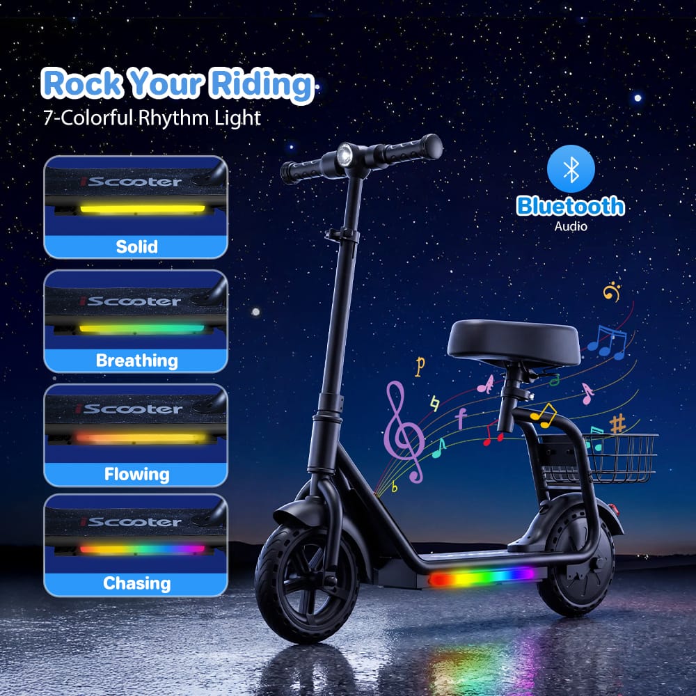 CyberCart E-Scooter for Kids Cybercart iK7 2-in-1 Kids E-Scooter with Removable Seat & Basket