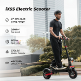 Side view of iX5 Electric Scooter showing durable frame and CE+UKCA certification.