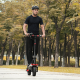 Front view of iX5 scooter with dual suspension and 10-inch all-terrain tires.