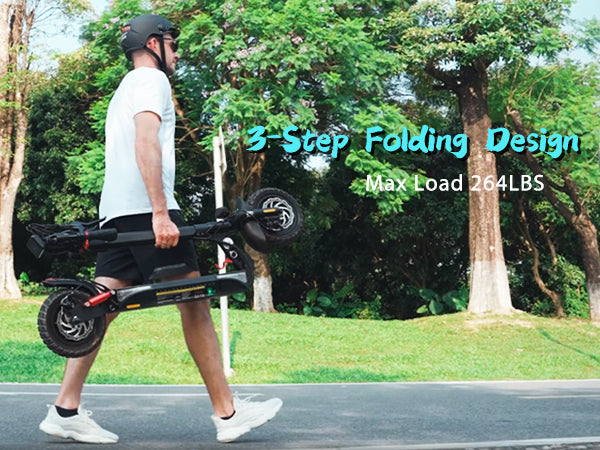 Folding demonstration of iScooter iX3 Electric Scooter showing compact portable feature