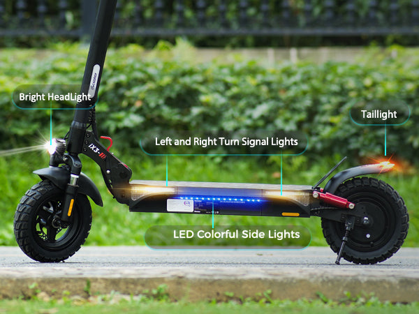 LED lighting system on iScooter iX3 electric scooter ensuring safe night riding